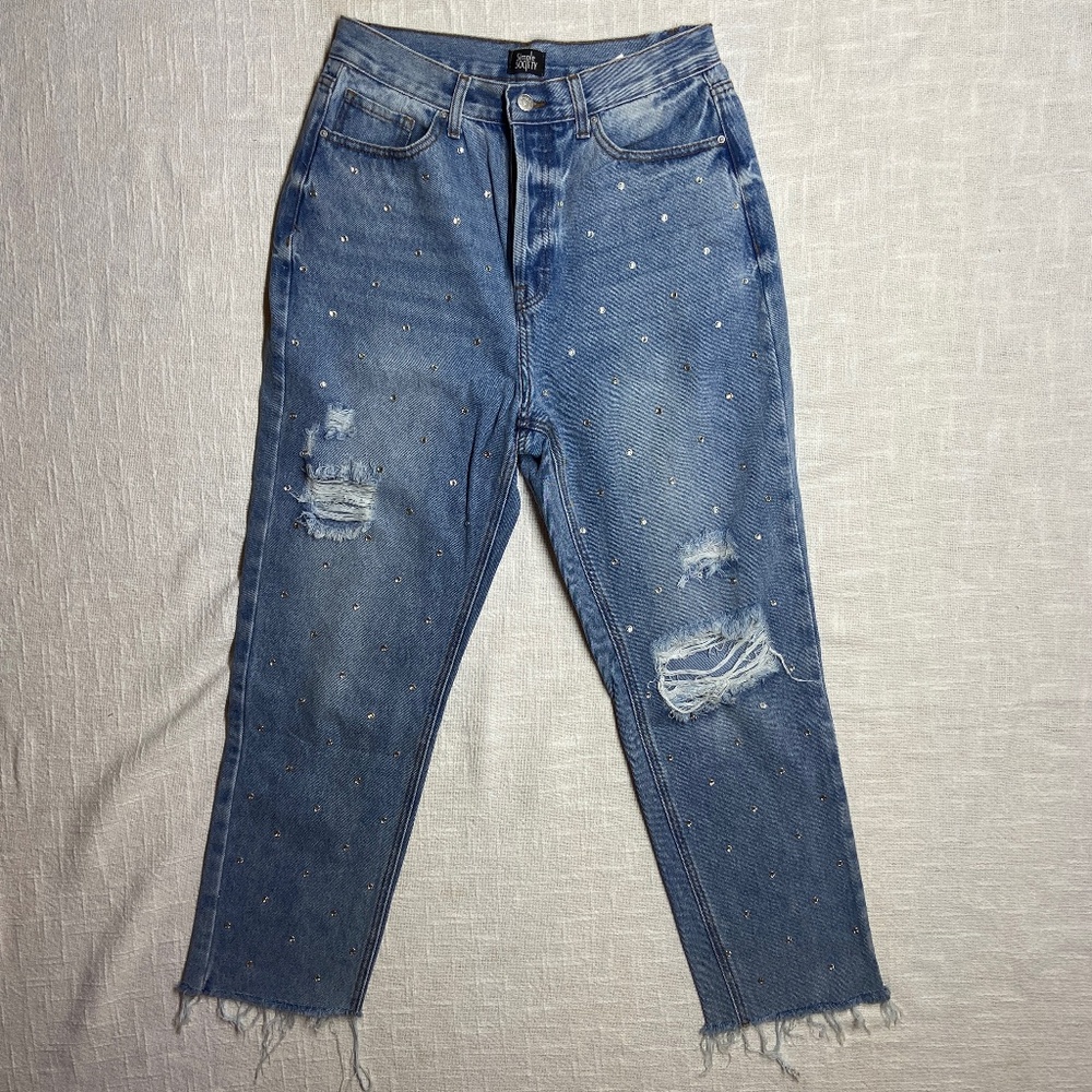 Simple Society Studded Distressed Blue Jeans - Size 29